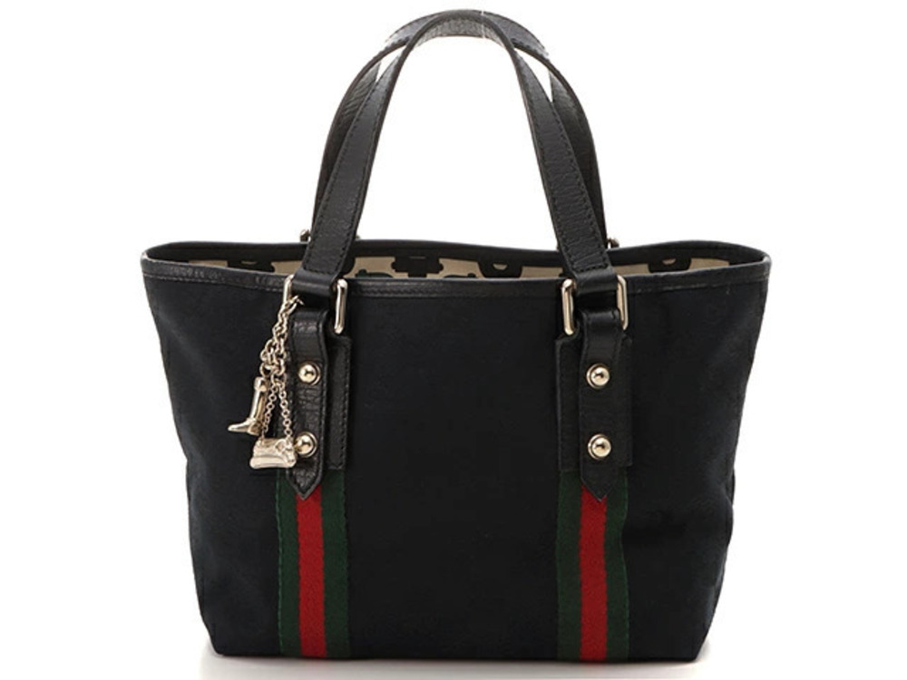 Gucci GG Tote Sherry Black Canvas x Calfskin